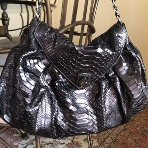 Zagliani Black python handbag
